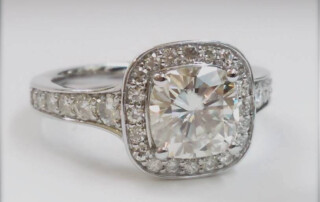 Cushion Moissanite Halo Engagement Ring