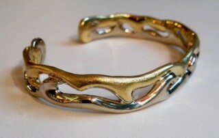 Two Tone Wave Cuff Bracelet