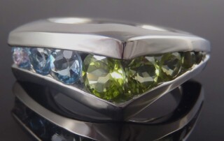 Peridot Aqua Channel Ring