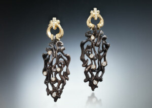 Steel 18K Diamond Long Earrings