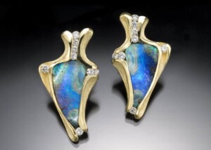 Bookmatched Boulder Opal &Amp;Amp; 18K Yellow Gold Earrings
