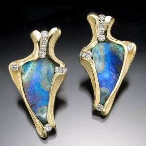 Bookmatched Boulder Opal &Amp; 18K Yellow Gold Earrings