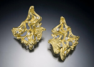 Gold &Amp;Amp; Diamond Bird Of Paradise Earrings