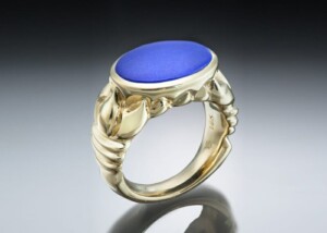 Lapis Lazuli &Amp;Amp; 18K Yellow Gold Carved Ring