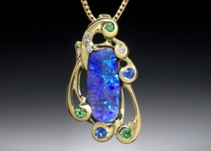 Opal, Diamond, Tsavorite &Amp;Amp; Sapphire Pendant