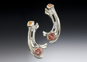 Zircon, Garnet &Amp;Amp; Diamond Earrings