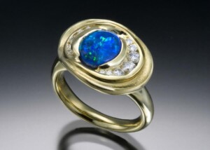 Black Opal Diamond 18K Ring