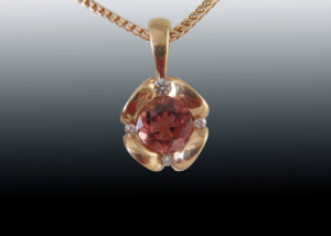 Pink Tourmaline Red Gold Pendant