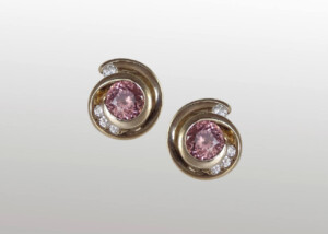 Cinnamon Zircon And Diamond Swirl Earrings In White Gold