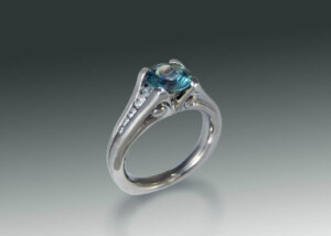 Palladium Sapphire Diamond Ring