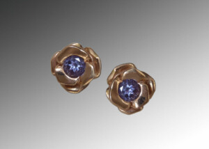 Purple Sapphire Rose Gold Earrings