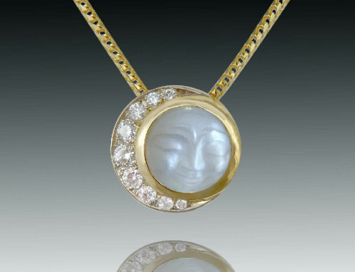 Moonstone Diamond Crescent Pendant