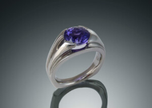 Palladium Grape Sapphire Wave Ring