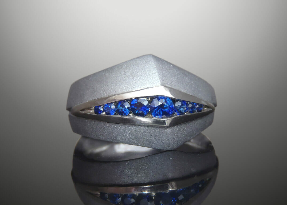 Steel & Sapphire Ring