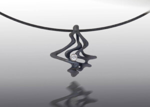 Steel And Diamond Wavy Pendant