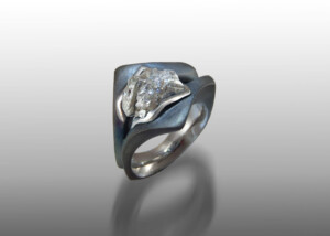Diamond Crystal Steel Ring