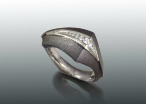 Steel White Gold Diamond Ring