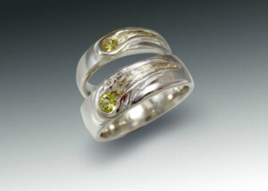 Meteorite Pallasite Wedding Bands