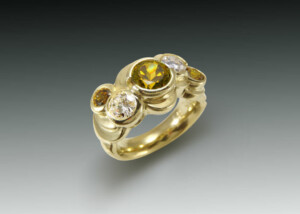 Mali Garnet And Diamond Multi Bezel Ring