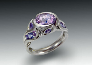 Multi Purple Sapphire Palladium Ring