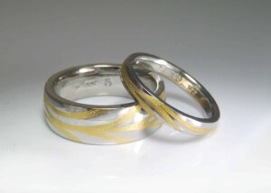 Palladium 22K Inlaid Wedding Bands