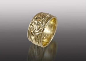 Carved Gold Wide Band