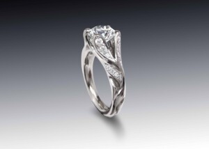 Platinum Floral Diamond Engagement Ring