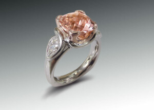 Morganite Platinum Rose Gold Ring