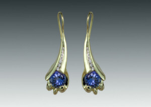 Long Tanzanite Diamond Earrings