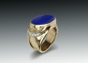 Lapis And Diamond 18K Large Ring