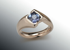 Cushion Purple Sapphire Rose Gold Ring