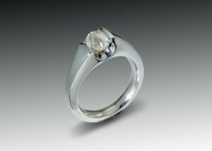 Raw Diamond Crystal Palladium Ring