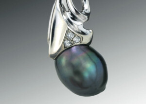 Black Pearl Palladium Diamond Pendant Crop