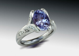 Purple Blue Sapphire Diamond Ring