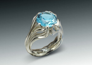 Blue Topaz Art Nouveau Ring