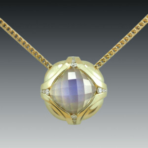 Faceted Moonstone Diamond 18K Necklace