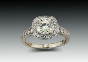 Moissanite Square Halo Ring