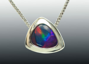 Rainbow Opal White Gold Necklace