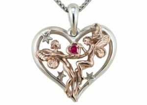 Rose And White Gold Ruby Valentines Fairies