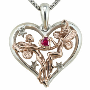 Rose And White Gold Ruby Valentines Fairies