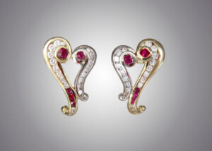 Ruby Diamond Heart Earrings