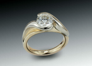 Two Tone Bypass Diamond Engagement Ring