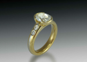 18K Diamond Bezel Engagement Ring