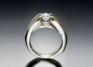 Contemporary Diamond Solitaire Engagement Ring