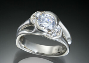 Diva Multi Diamond Split Shank Engagement Ring