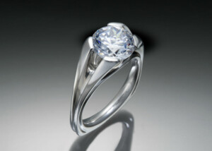 Flared Prong Palladium Diamond Solitaire Engagement Ring