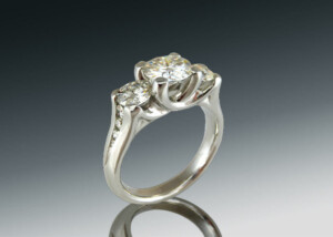 Platinum Moissanite Three Stone Ring