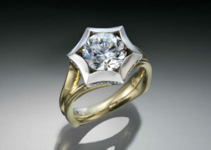 Two Tone Star Engagement Ring