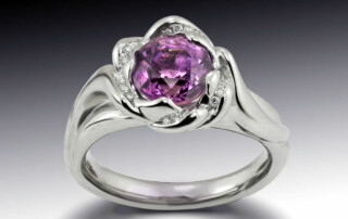 Magenta Sapphire Platinum Petal Ring