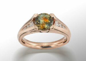 Green Sapphire And Rose Gold Engagement Ring